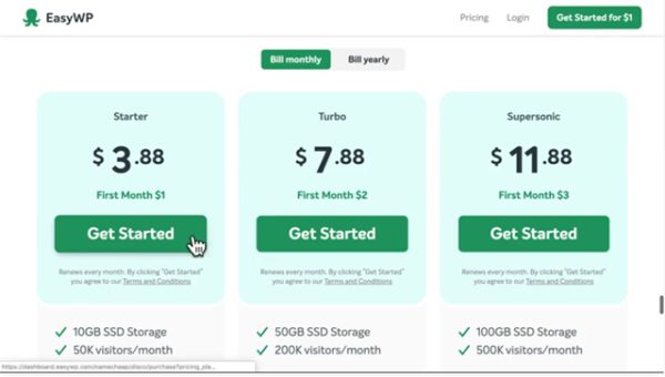 Namecheap EasyWP Pricing