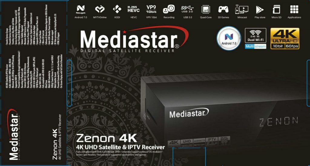 Mediastar Zenon 4K Satellite And IPTV Receiver