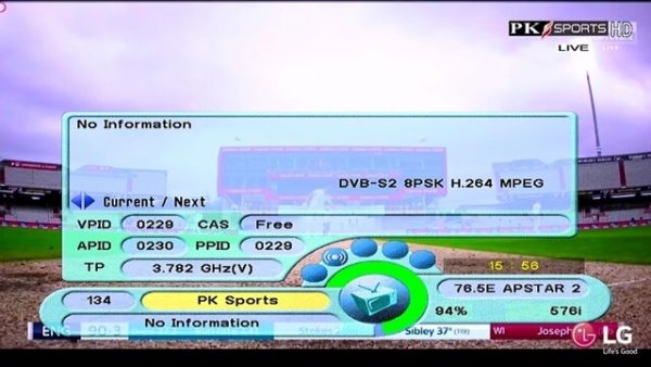 Pakistan Sport HD on Apstar 76.5E (C-Band) For EPL & Cricket