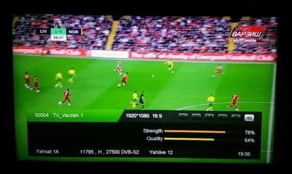 TV Varzish TV Varzish On Yahsat 1R At 52E